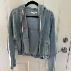 Pacsun Cropped hooded jean jacket. Size large.